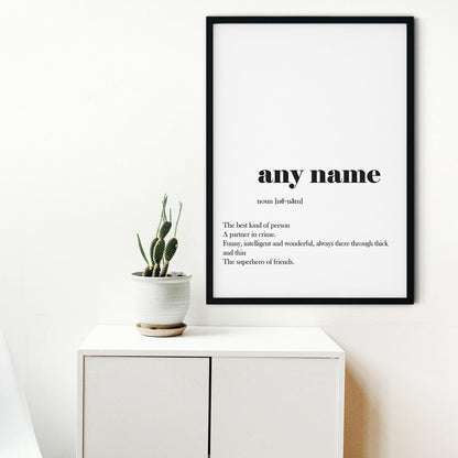 Friend Personalised name print, Personalised quote print name picture quote prints
