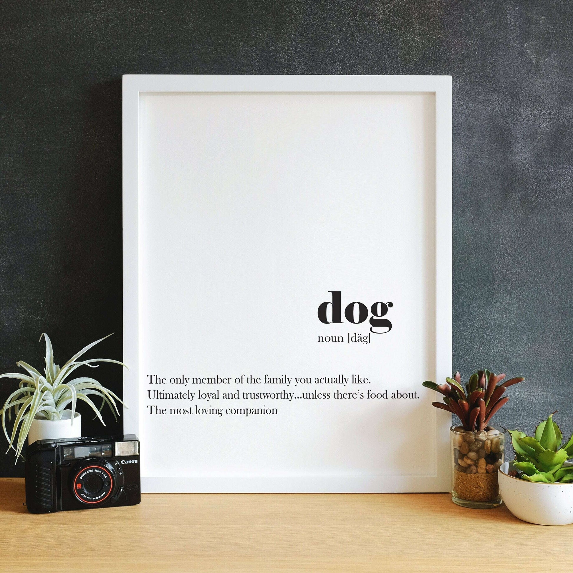 Framed Dog definition print, dog art quote prints quote prints