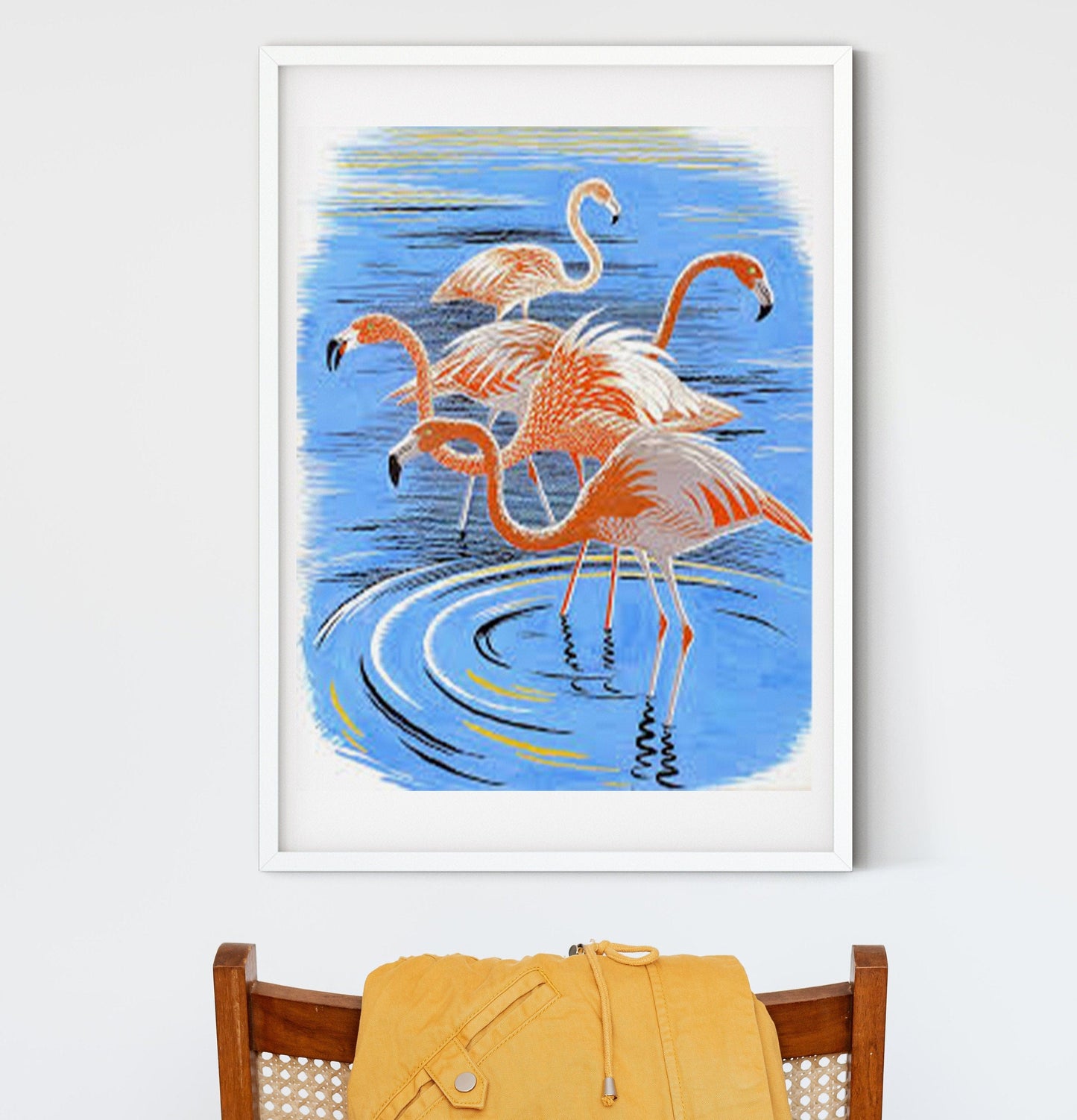 Framed Vintage Flamingo Print, Bird art print