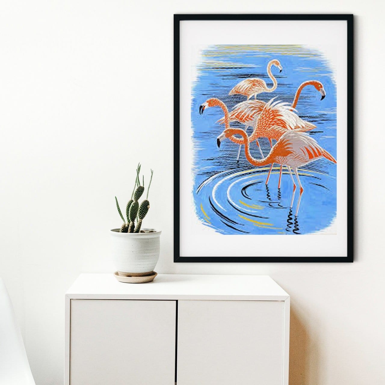 Framed Vintage Flamingo Print, Bird art print