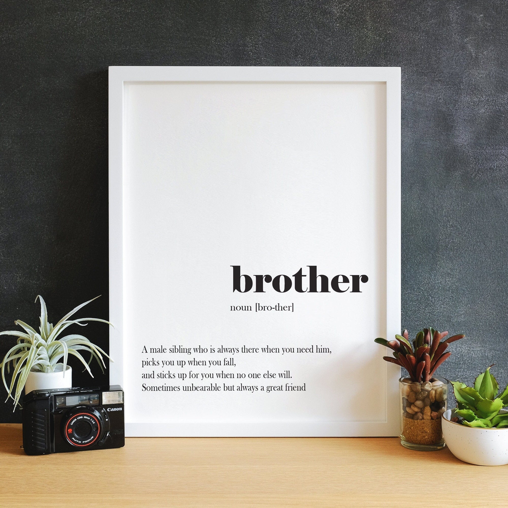 Framed Brother Definition print, Brother gift, Word Definition Wall Art Print, family Print, Brother Wall Art