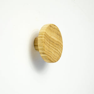 Small Round Oak Wood Knob, Minimalist handle Modern cabinet pulls