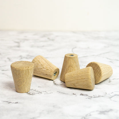 Small flared Oak Knobs, wooden drawer knobs, shaker wood cabinet knobs