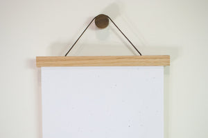 Oak Picture Hanger - Magnetic wood poster hanger, wooden poster hanging kit