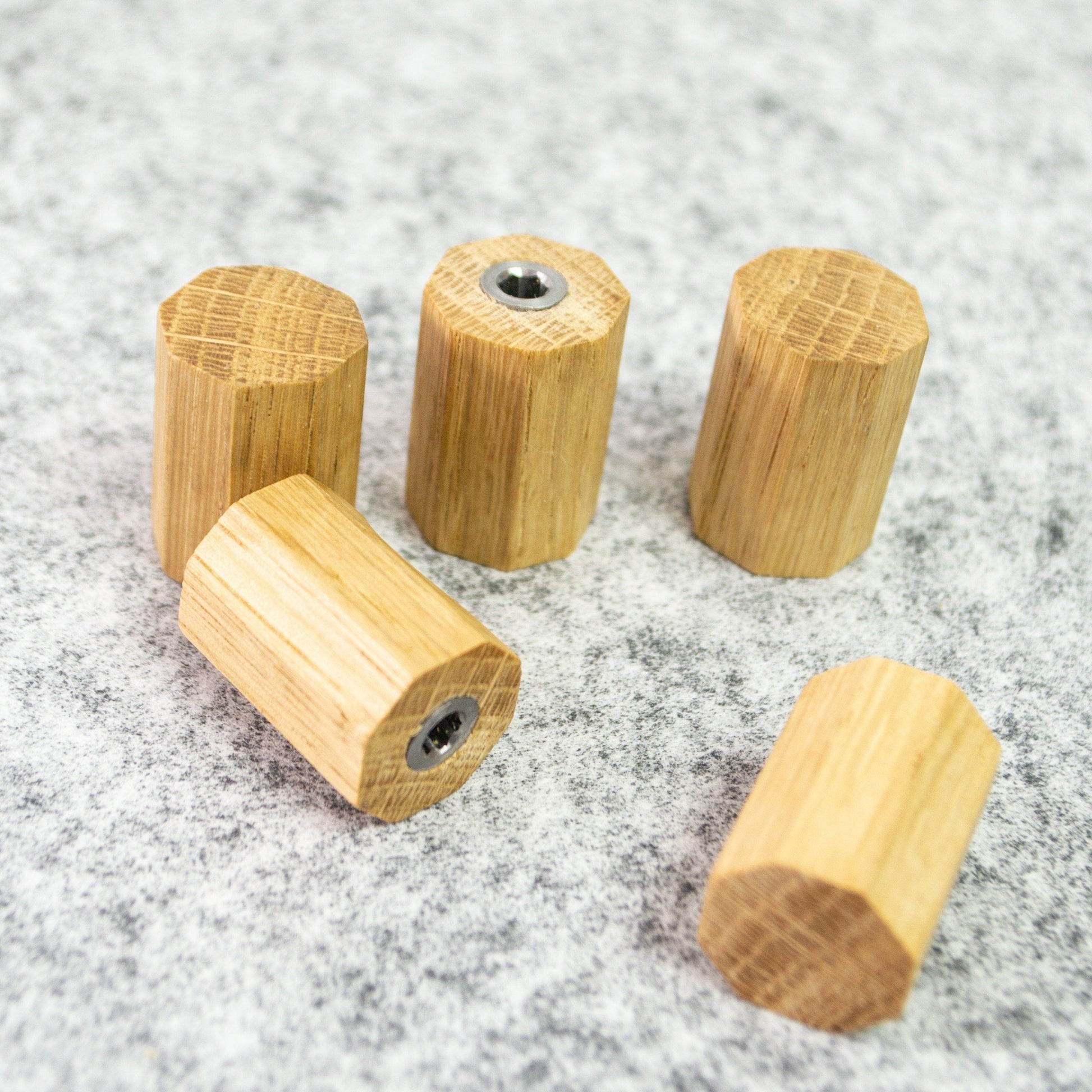 Small Geometric Oak Wood Knob - Modern Cabinet Pulls