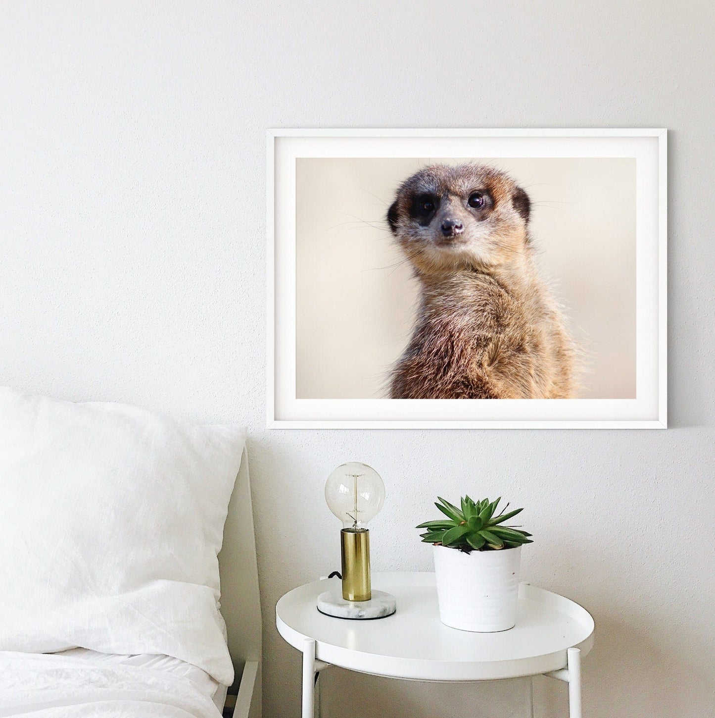 Framed Minimalist Meerkat Print, Meerkat wall Art for kids room, Modern Meerkat art print, personalised nursery animal photography print Photography Prints