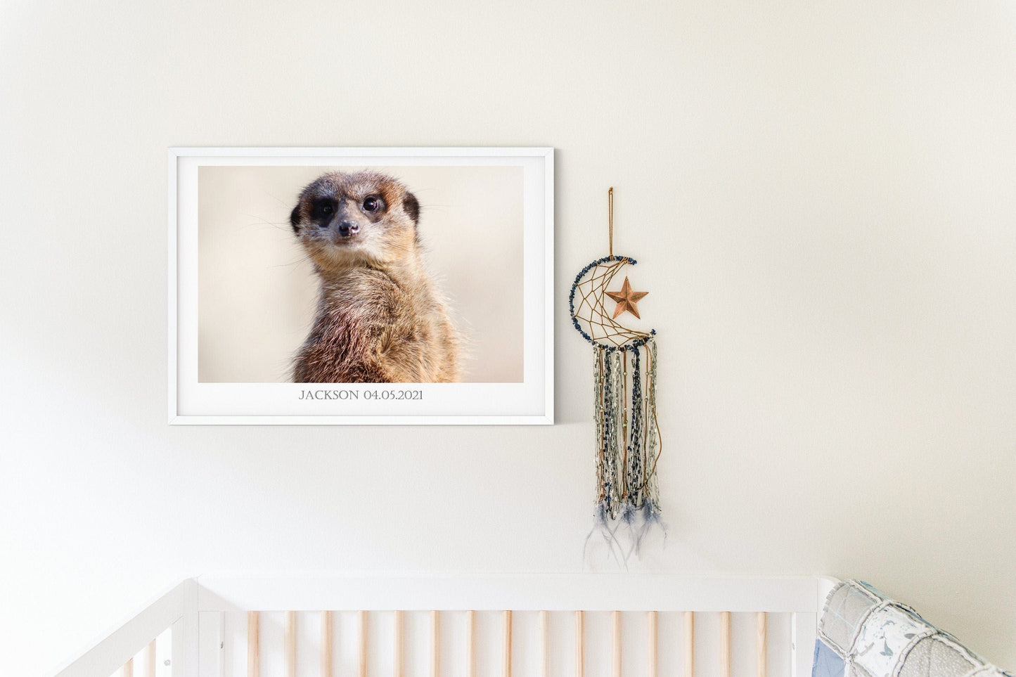 Framed Minimalist Meerkat Print, Meerkat wall Art for kids room, Modern Meerkat art print, personalised nursery animal photography print Photography Prints