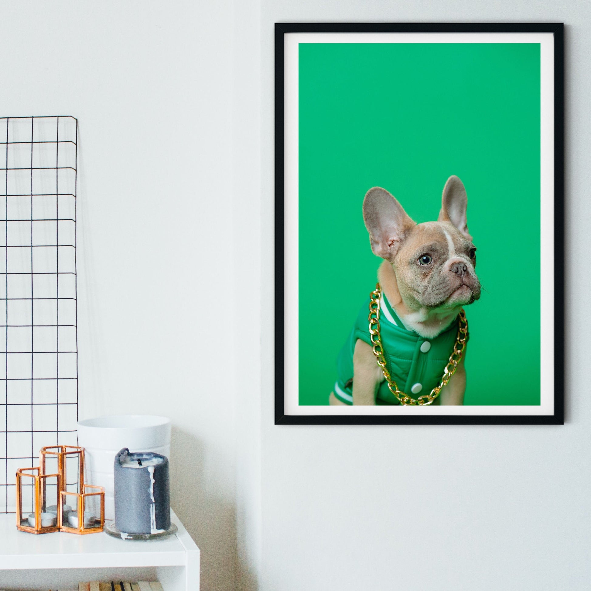 Modern Minimalist French Bulldog Print, Pet Art Green Frenchie Dog Art, minimalist art, minimal dog wall art dog lover gift