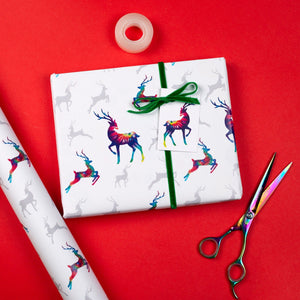 Luxury Reindeer Christmas Wrapping paper Gift Tag set