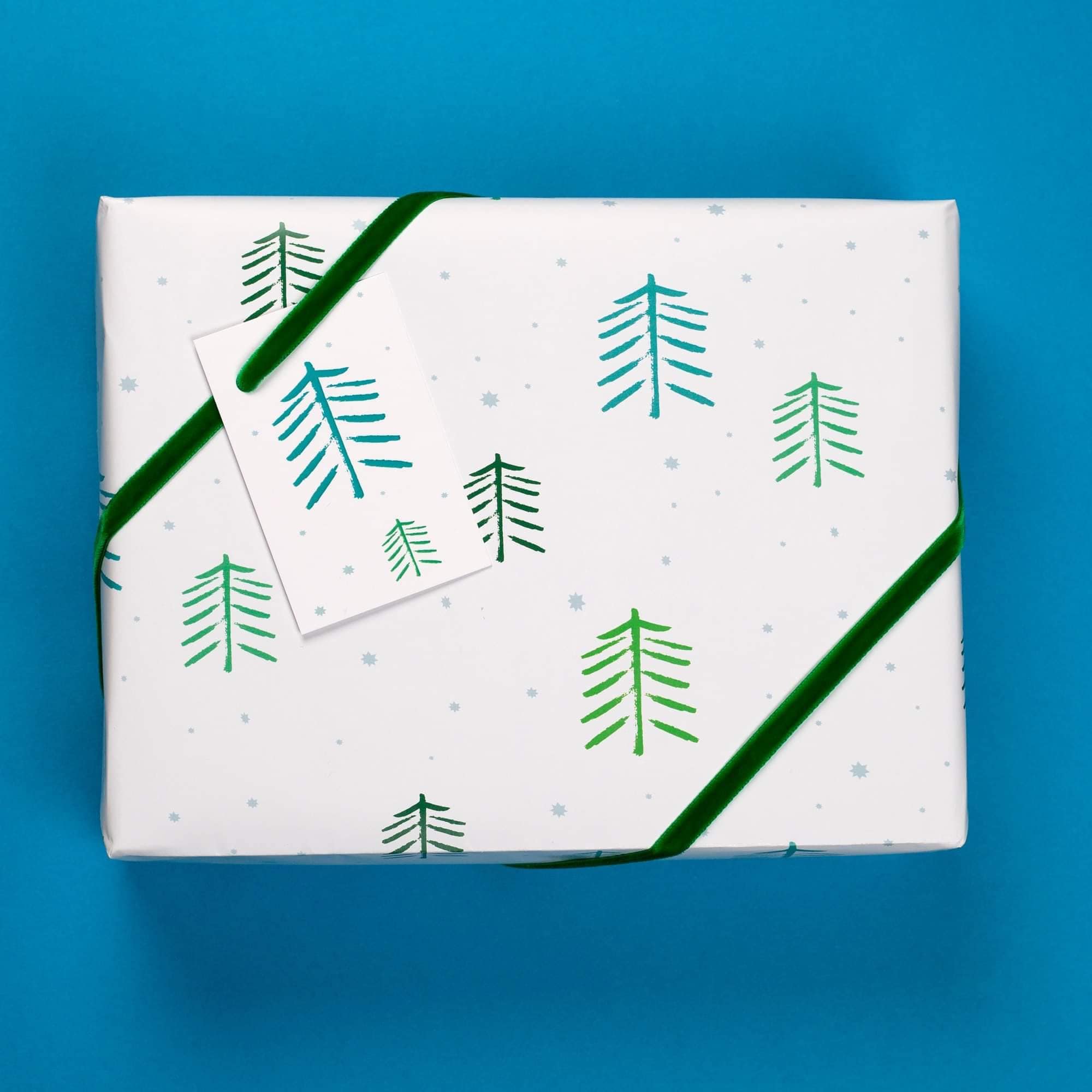 Luxury Minimalist Trees Christmas Wrapping paper Gift Tag set