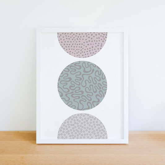 Framed Neutral Circle Textures Abstract Art Print, Minimal Geometric Colour Block Print Neutral Wall Art, modern minimalist Digital Art