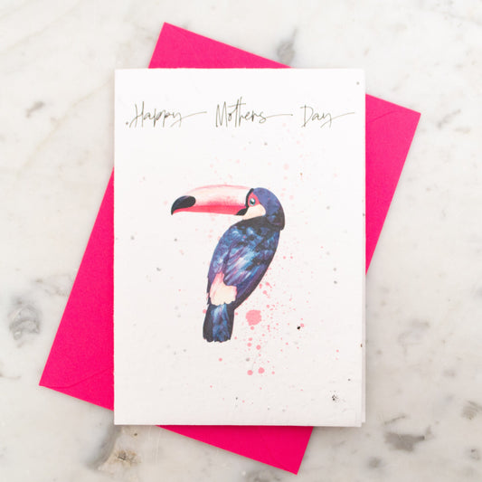 Mothers Day Plantable Seed Paper Toucan Card, growable seedpaper card