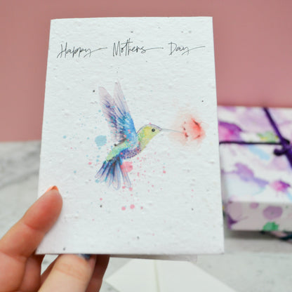 Mothers Day Plantable Seed Paper Hummingbird Card