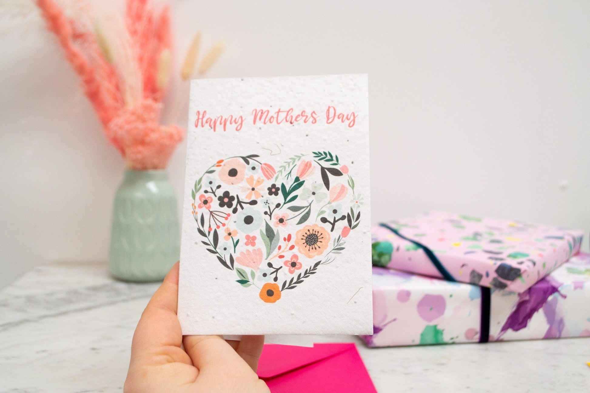 mother's day card with flower seeds Mothers Day Plantable Seed Paper Flower Heart Card – LelloLiving