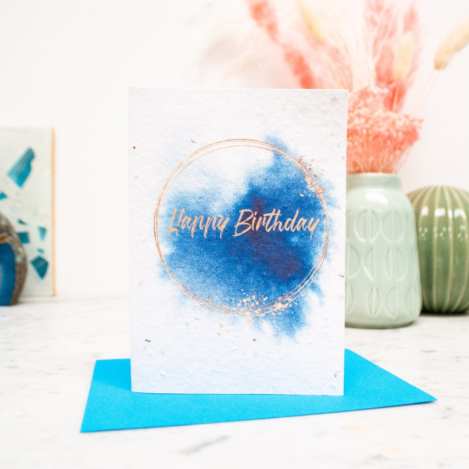 Happy Birthday Blue splash Plantable Seed Card