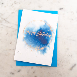 Happy Birthday Blue splash Plantable Seed Card