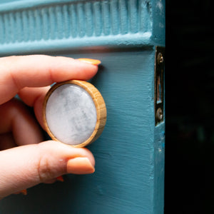 Small Round Concrete Knob, Solid Oak Wooden Knobs, cabinet door knob