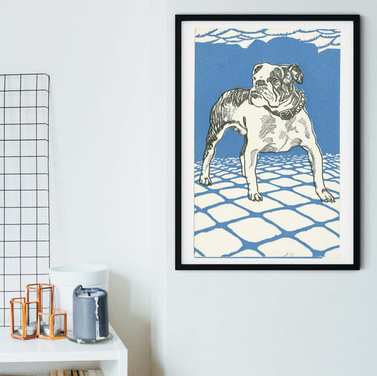 Framed bulldog print, vintage print dog art print, bulldog wall art Vintage Animal Prints