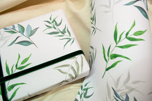 Willow leaf Wrapping Paper, Recyclable Botanical green wrapping paper