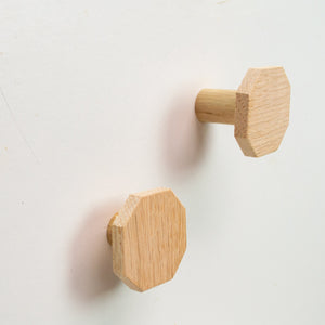 Large Geometric Oak Wood Wall Hook, Minimalist coat hook, Octagonal oak modern wall hook, peg hook towel hook wall storage