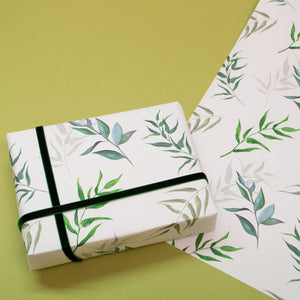 Willow leaf Wrapping Paper, Recyclable Botanical green wrapping paper