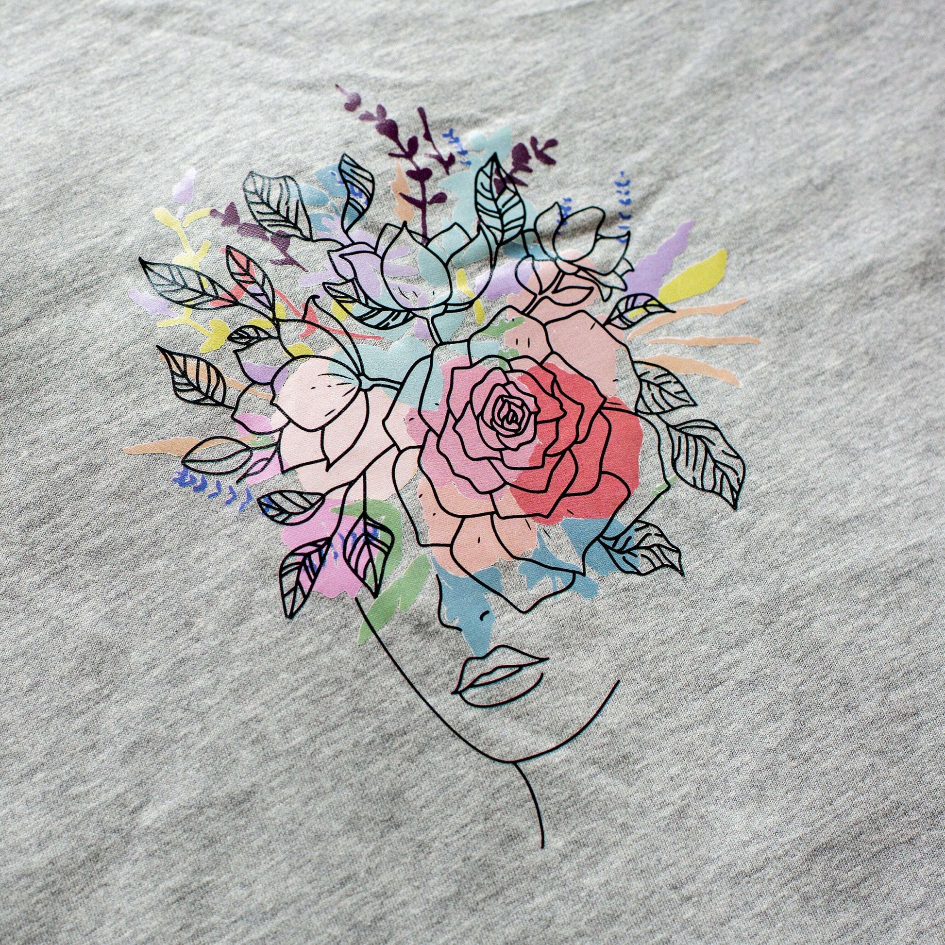 Floral Face Shirt, Line Art face boho Shirts, Minimalist Flower Shirt gift for her