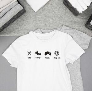 Eat Sleep Game T shirt unisex gamer top, Mens Gaming tee