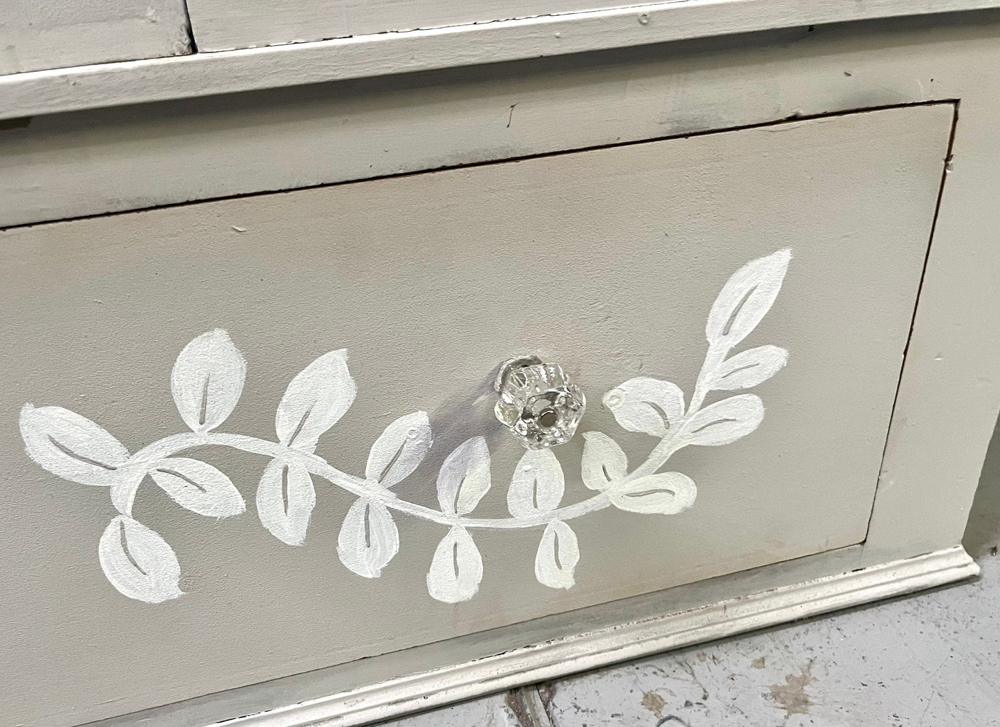 Large Upcycled hand painted vintage wardrobe with Scandinavian style floral design