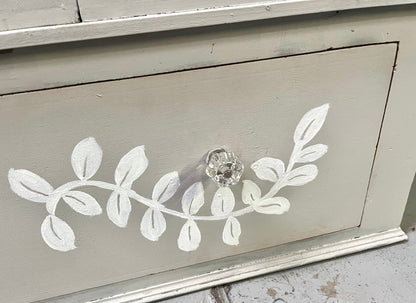 Large Upcycled hand painted vintage wardrobe with Scandinavian style floral design