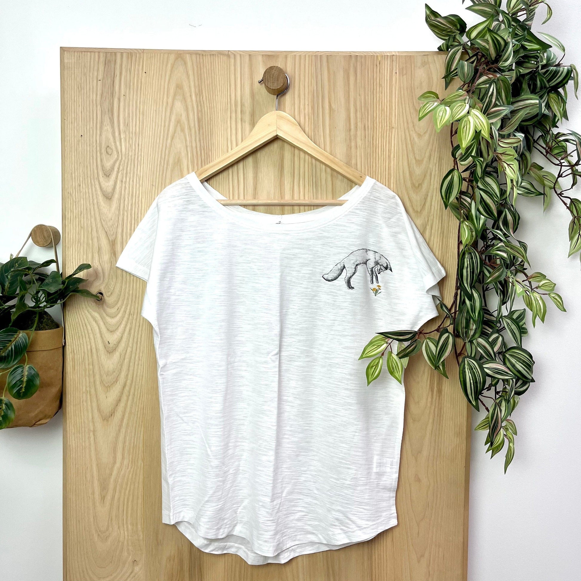 Jumping Fox & Flower T Shirt, animal nature shirt graphic tee