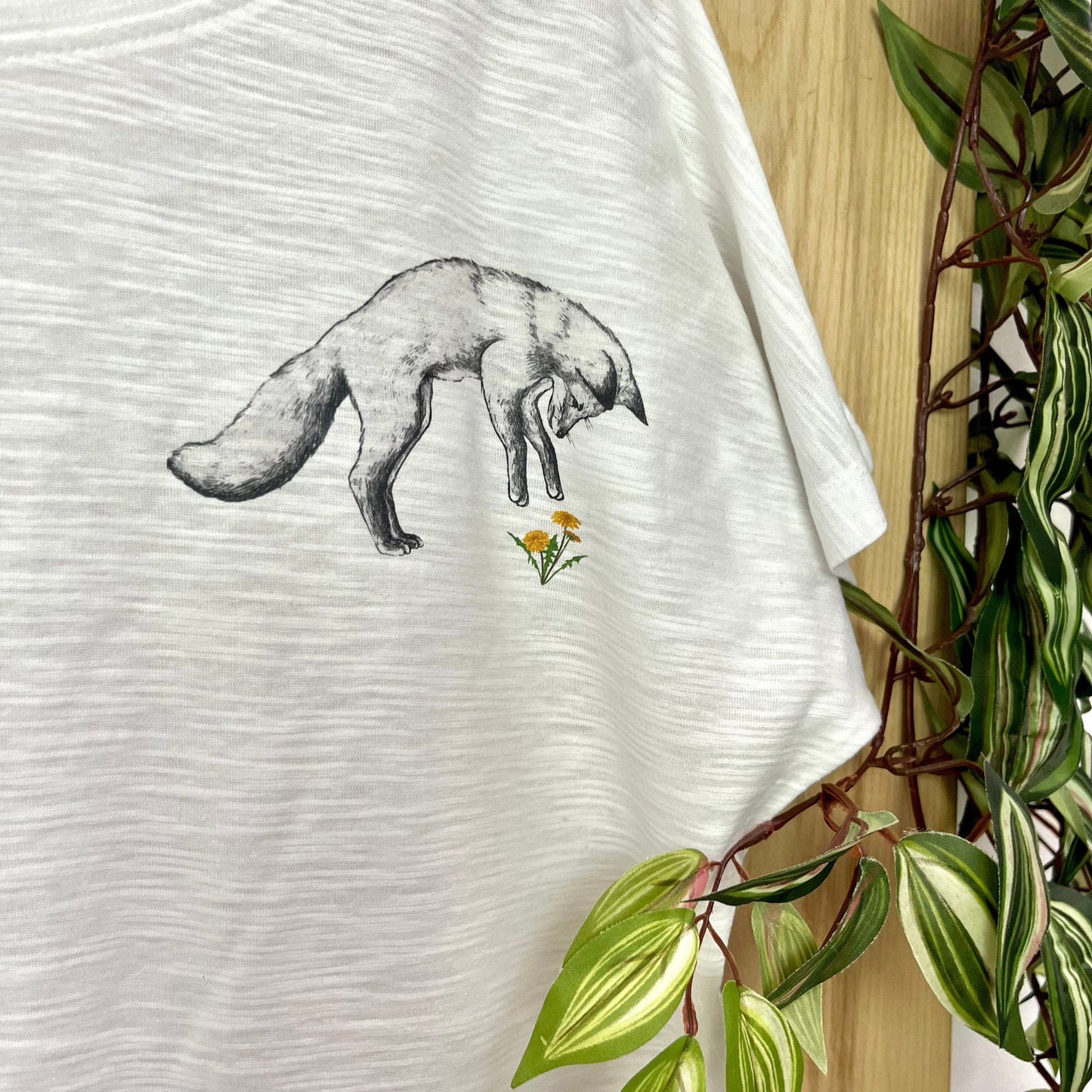 Jumping Fox & Flower T Shirt, animal nature shirt graphic tee