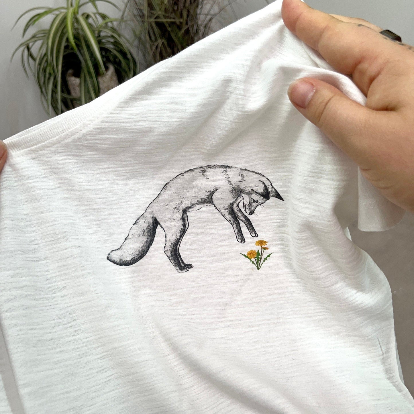 Jumping Fox & Flower T Shirt, animal nature shirt graphic tee