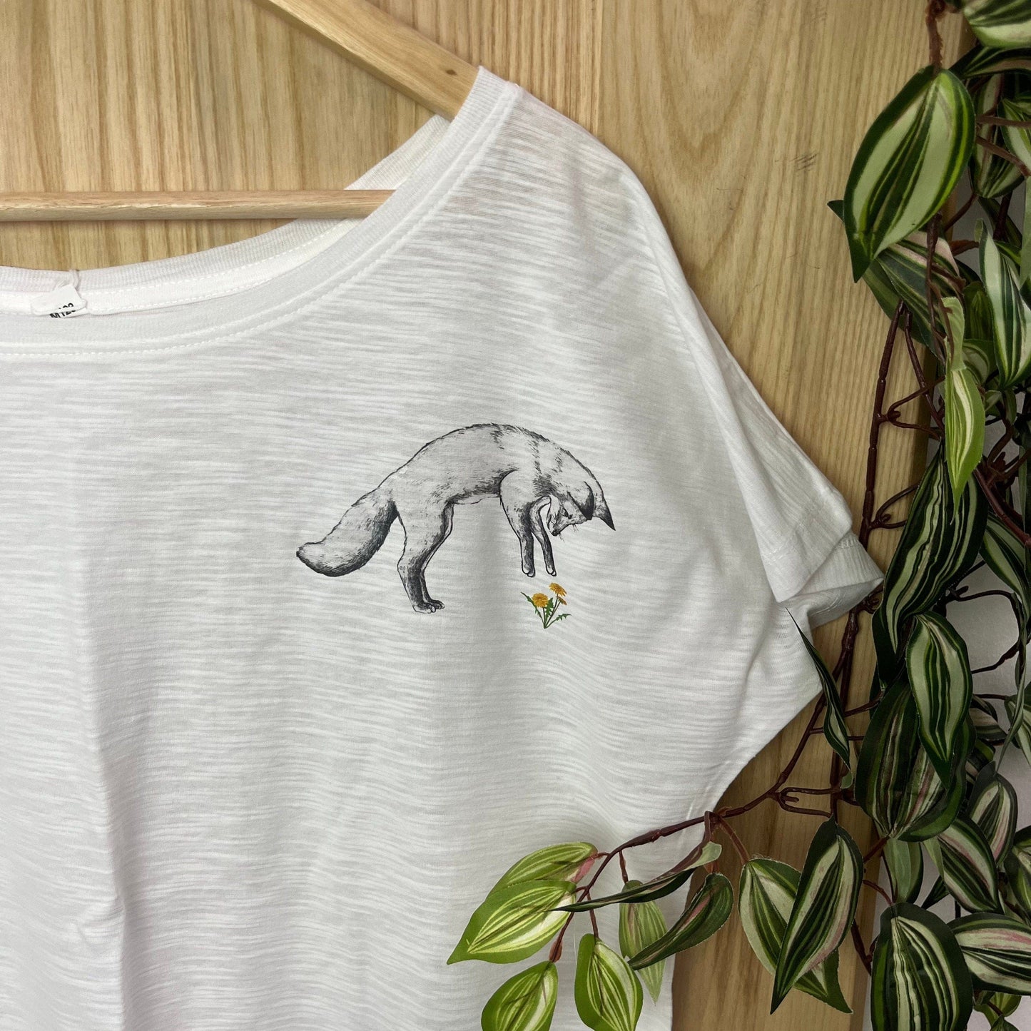 Jumping Fox & Flower T Shirt, animal nature shirt graphic tee