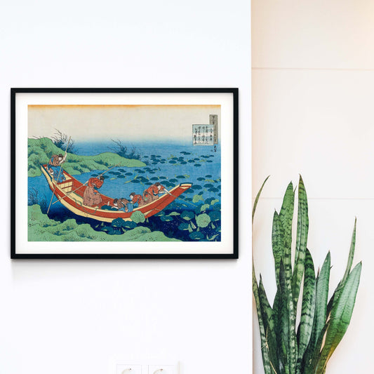 Japanese Boat Art Print, Hokusai print Lake Japanese Posters Japanese Art Print