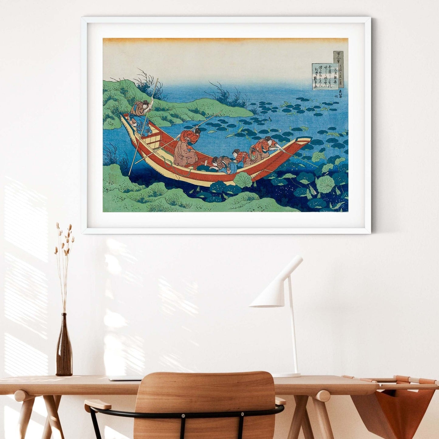 Japanese Boat Art Print, Hokusai print Lake Japanese Posters Japanese Art Print