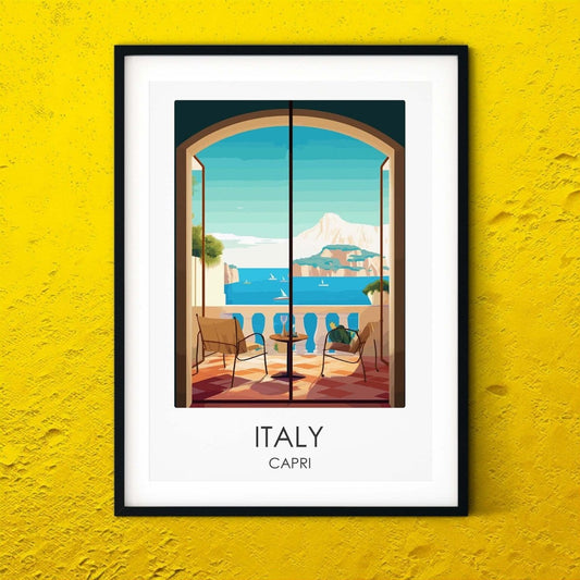 Italy Capri modern travel print graphic travel poster