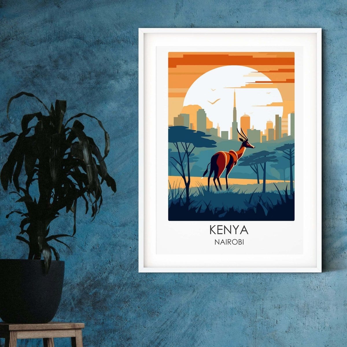 Kenya Nairobi modern travel print graphic travel poster