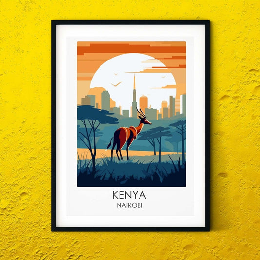 Kenya Nairobi modern travel print graphic travel poster