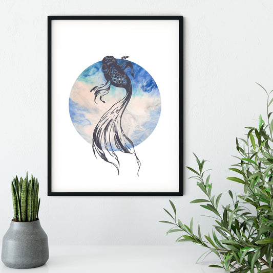 Japanese Koi Circle Art Print digital art prints