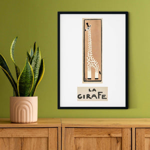French Giraffe print, la girafe poster nursery prints, giraffe wall art