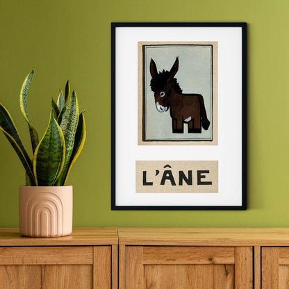 Framed Vintage Donkey Animal Print Nursery Decor