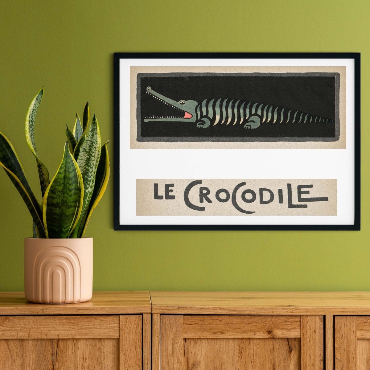 Crocodile Illustration Print, Le Crocodile French Nursery Animal Print