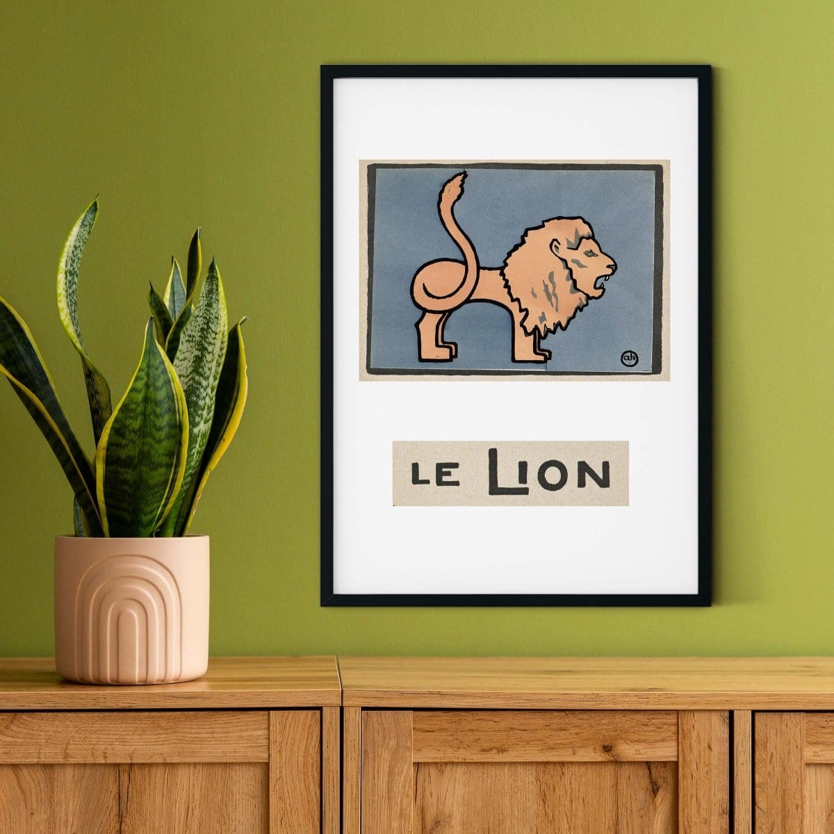 Framed Vintage Lion print, French Le Lion poster, Lion art Nursery Print