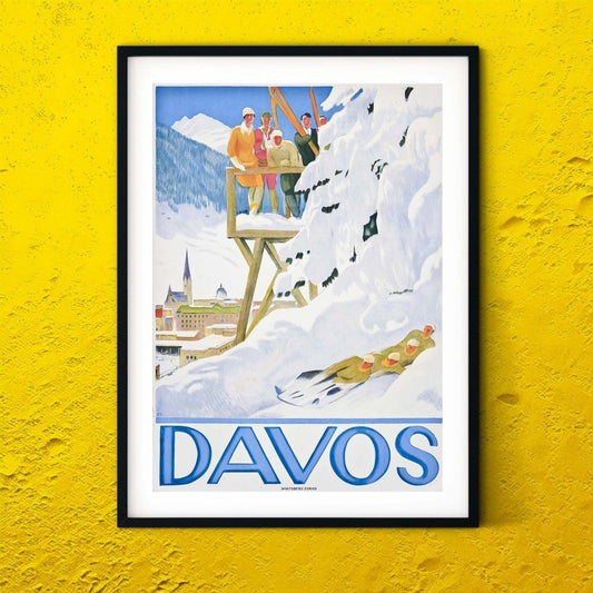 Davos Swiss Advertising Print, art deco poster