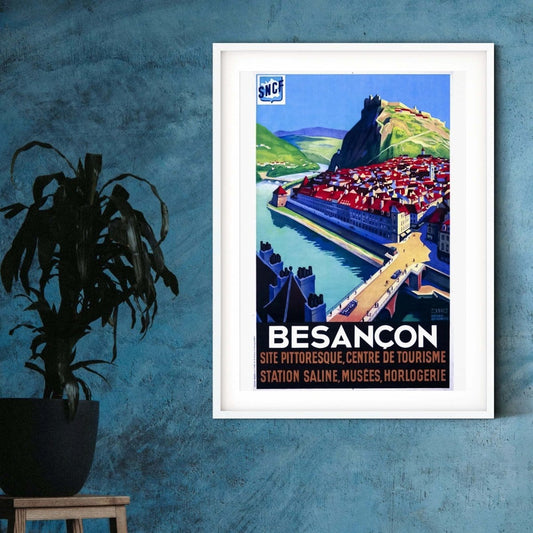 Bresancon France Travel Print, art deco travel poster
