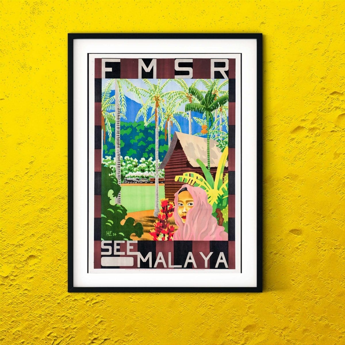 See Malaya vintage travel print, art deco travel poster