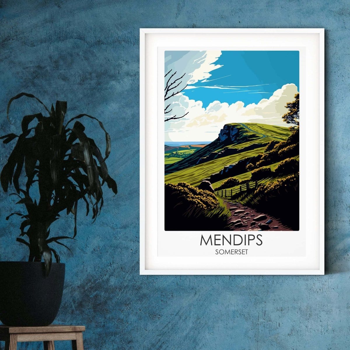 Mendip Walks travel posters UK landscape print