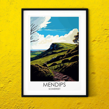 Mendip Walks travel posters UK landscape print