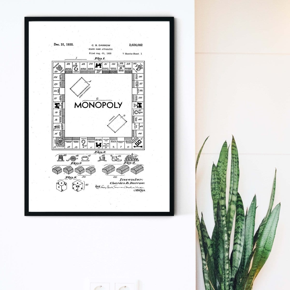Coloured Monopoly Print, Board Game Patent Art Print patent Print