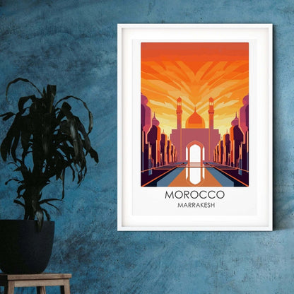 Morocco Marrakesh modern travel print graphic travel poster